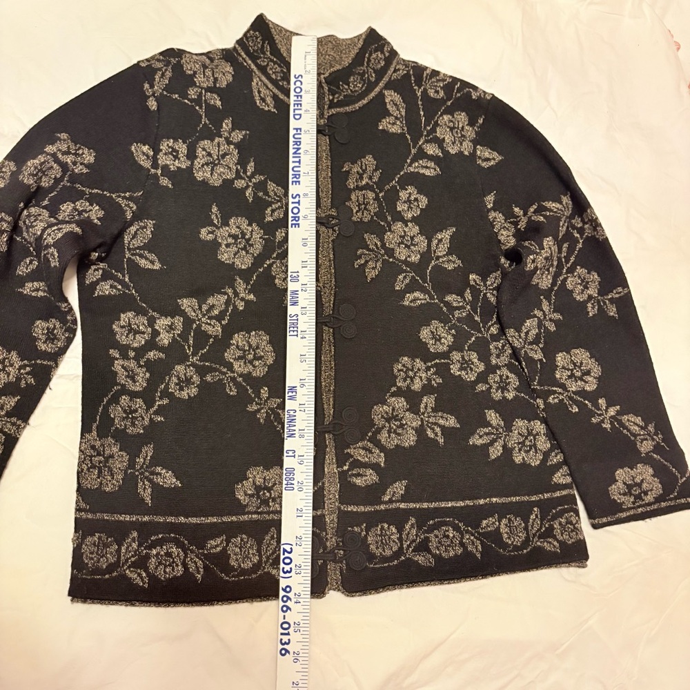 Talbots wool Cardigan Black & Golden Tan - Picture 7 of 13